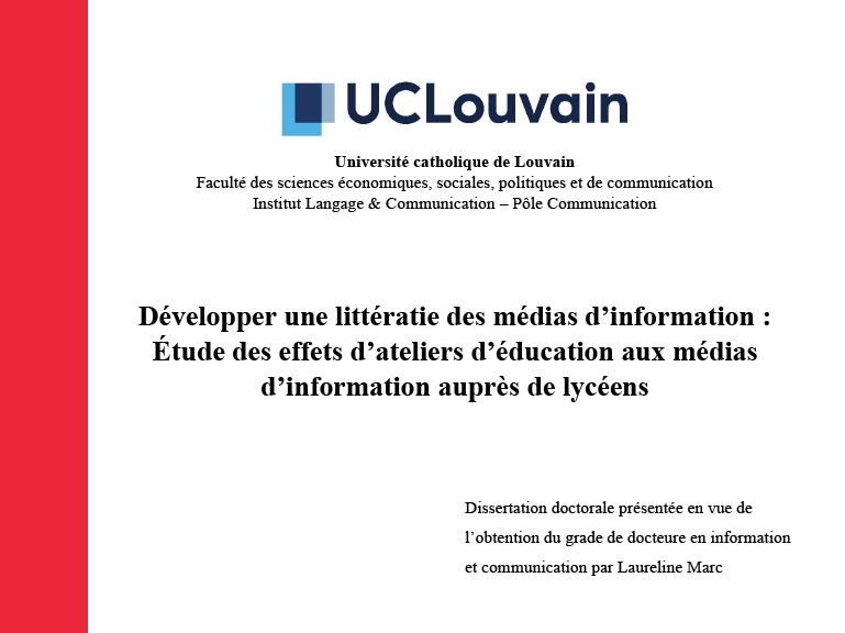 These Laureline Marc - Développer une littératie des médias d'information
